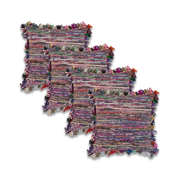 Ox Bay Multi Striped Recycled Materials Square 4 Piece Throw Pillow Set