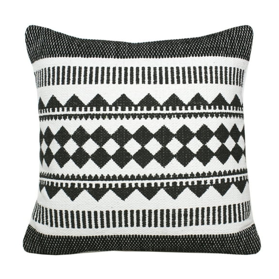 Ox Bay Naomi 20" x 20" Black/White Boho Stripe Cotton Blend Adult Decorative Throw Pillow Cover