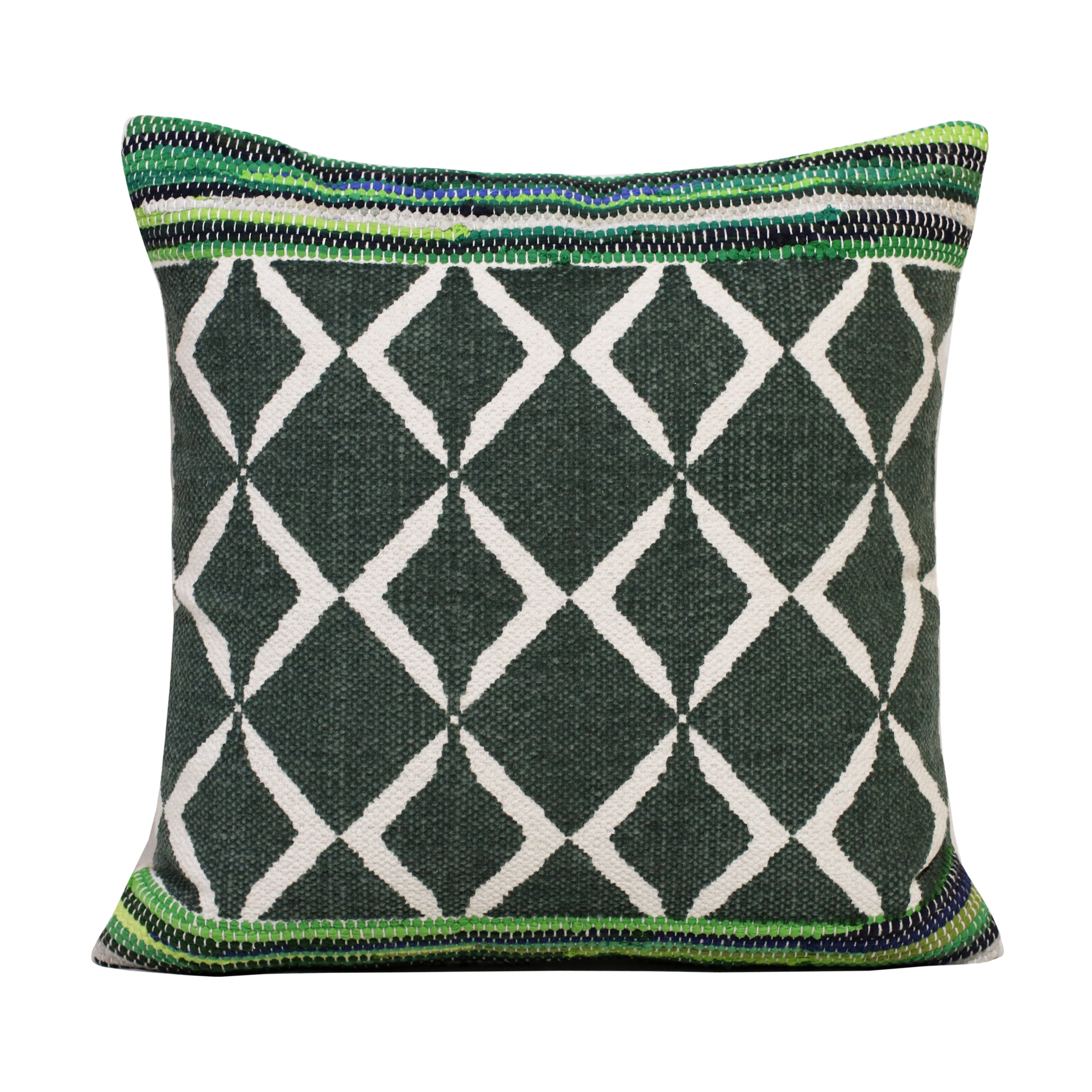 Ox Bay Naomi 20" x 20" Green/Ivory Geometric Cotton Blend Adult Decorative Throw Pillow Cover