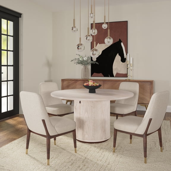 Ox Bay Natalia 48" Round Wood Storage Dining Table White Finish, Seats 4, Transitional Kitchen & Dining Room Table