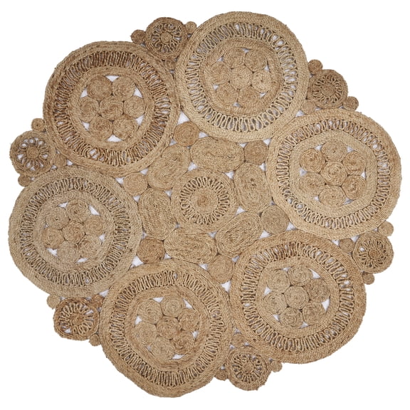 Harlow Hill Cora 8' Round Brown/Natural Solid Hand Braided Reversible Jute Indoor Area Rug