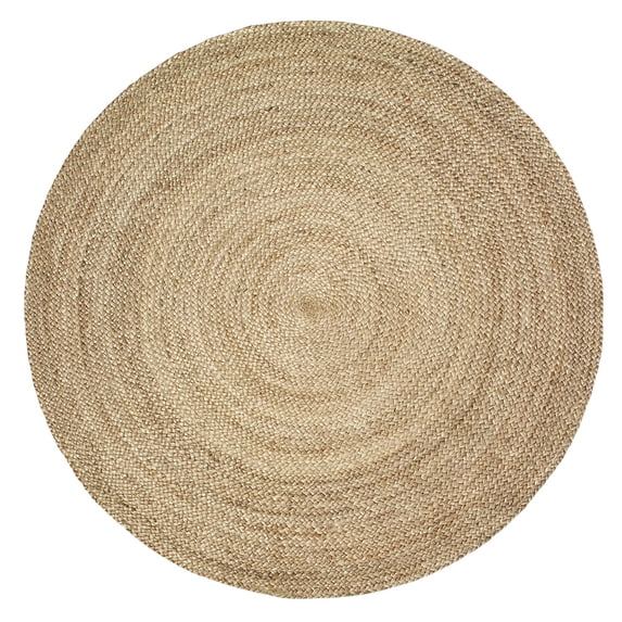 Ox Bay Natural Jute Gray Hand Braided Wheel Round Indoor Area Rug (4' x 4')