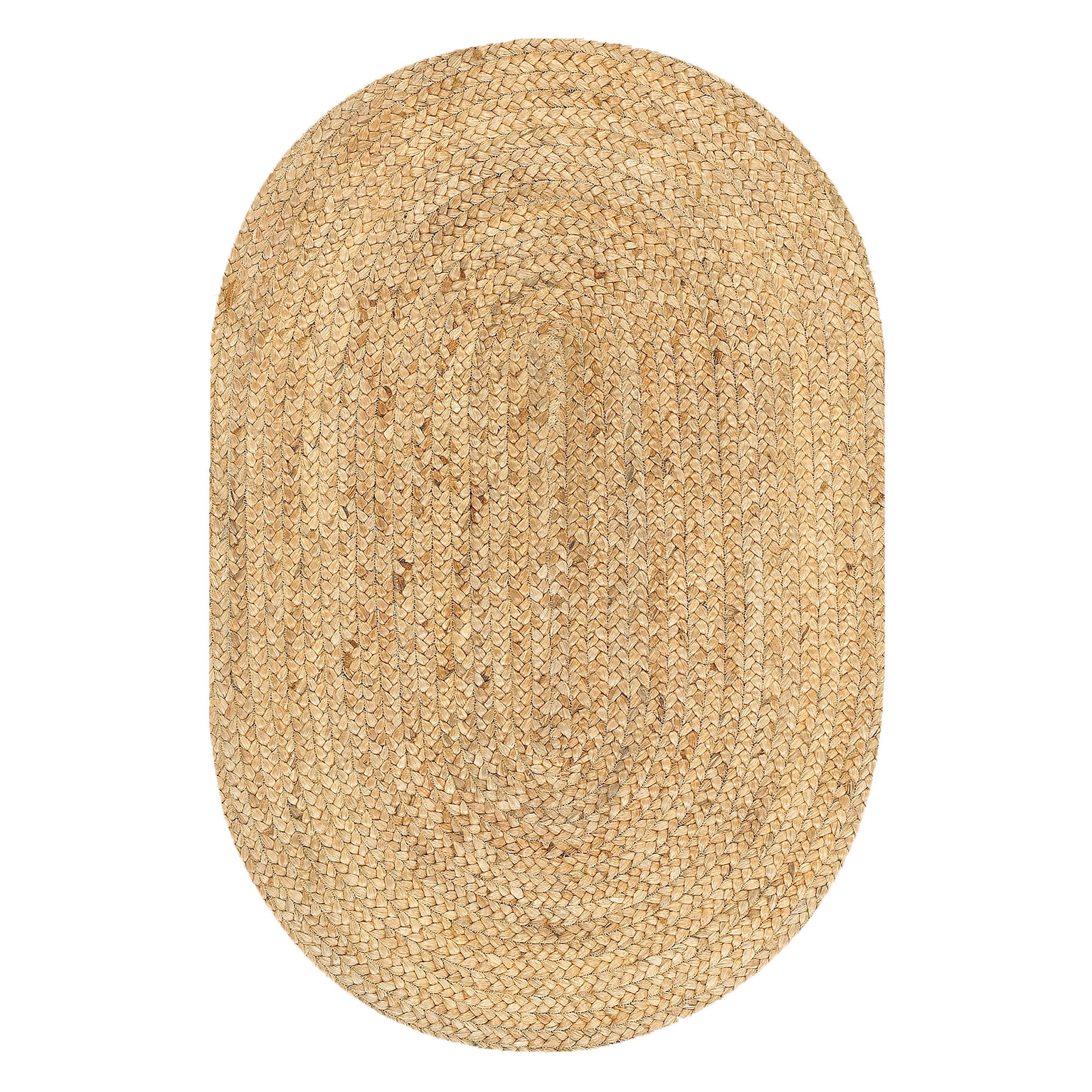 Natural Braided Jute Oval Area Rug, 2' x 3'