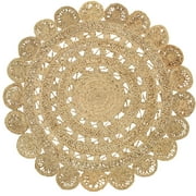 Ox Bay Birdie 6' Round Boho Hand-Braided Natural Jute Indoor Area Rug