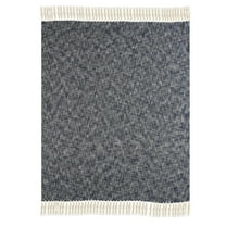 Ox Bay Navy Blue/Off-White Cotton Throw, 60" x 50"