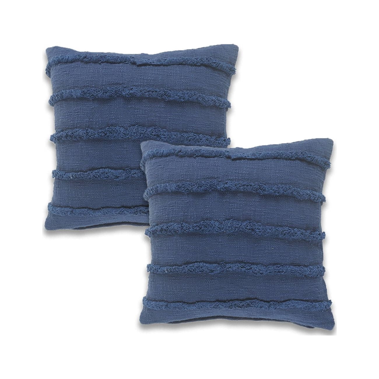 Ox Bay Navy Solid Organic Cotton Square 2 Piece Pillow Feather Filled Set