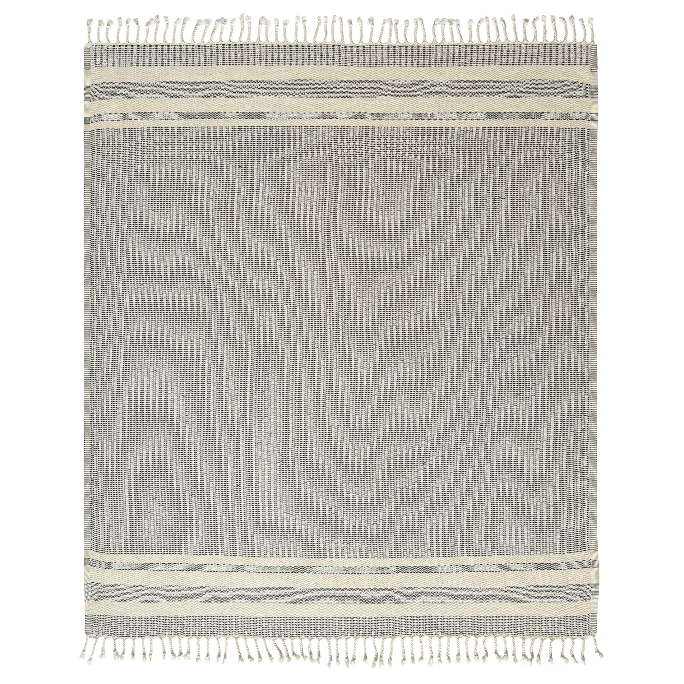 Ox Bay Navy Striped Ultra-Soft Turkish Cotton Throw Blanket, 50" x 60"