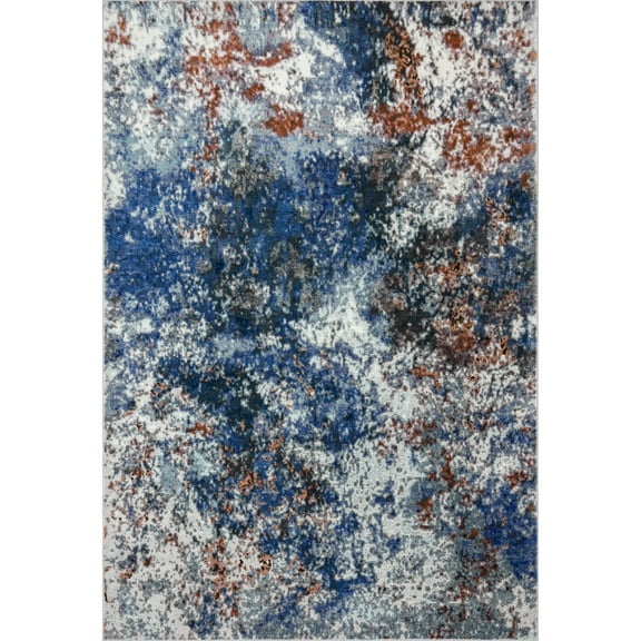 Ox Bay Nayeli 5' x 7'6" Dark Blue/White Abstract Durable Performance Indoor Area Rug