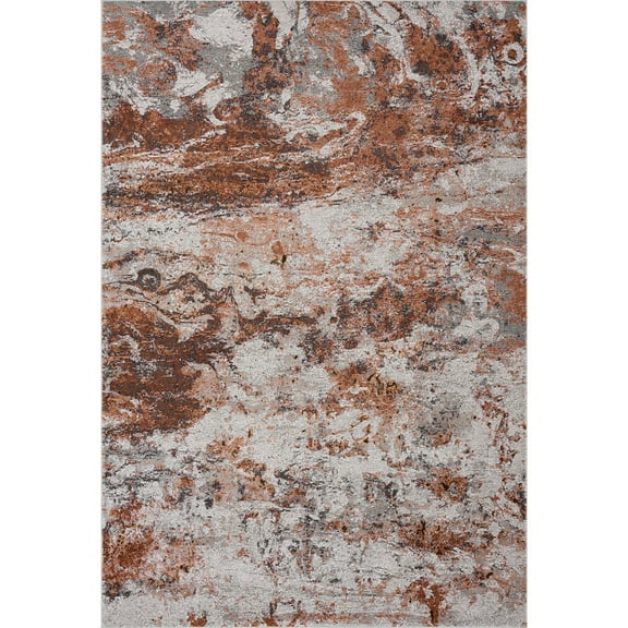 Ox Bay Nayeli 5' x 7'6" Rust/Gray Abstract Durable Performance Indoor Area Rug