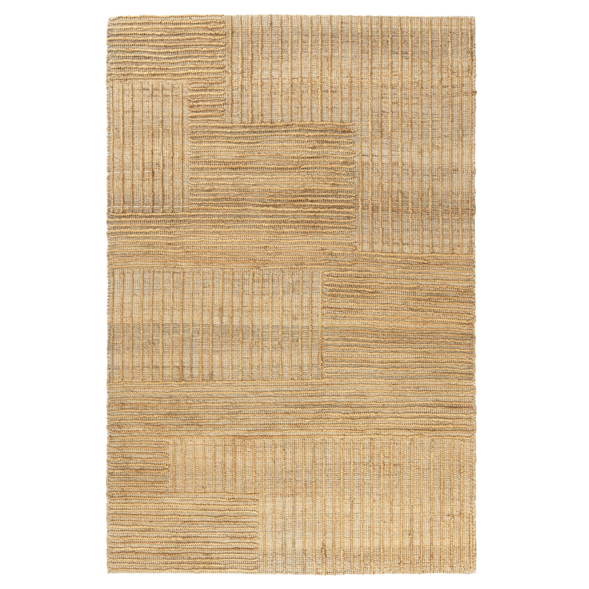 Ox Bay Nel Striped Modern Hand-Woven Jute Indoor Area Rug, Natural, 5' x 7'9"