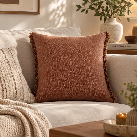 Harlow Hill 20" x 20" Orange Solid All-Natural Cotton Pillow Cover