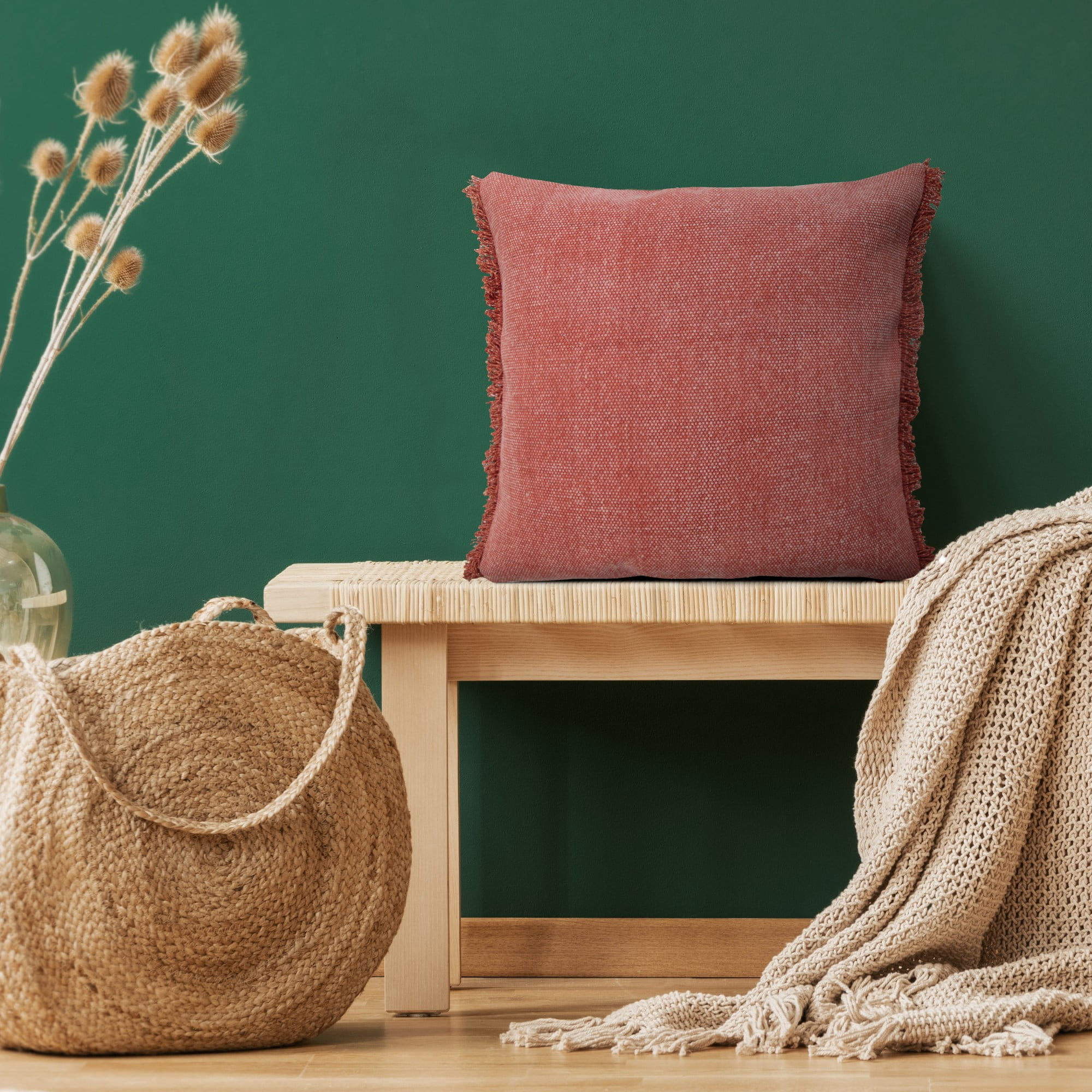 Harlow Hill Power Loomed Solid Cotton Throw Pillow Cover - 20" - Clay Red