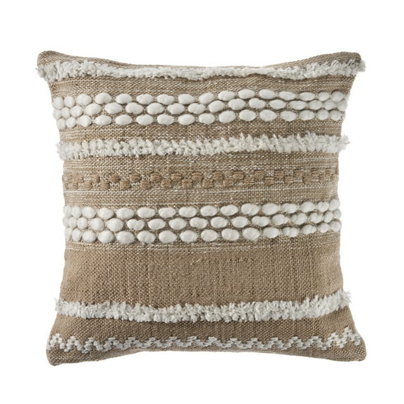 Ox Bay Liana Beige/White Striped Polyester Adult Decorative Outdoor Throw Pillow