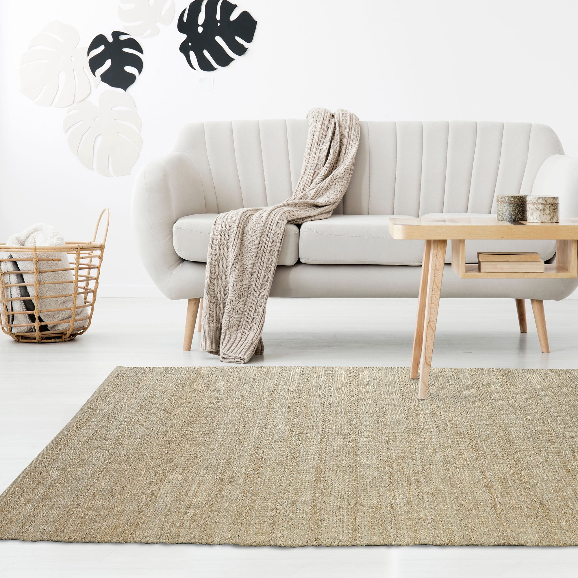 Ox Bay Newly Transitional Braided Light Jute Handmade Area Rug, 9' x 12'