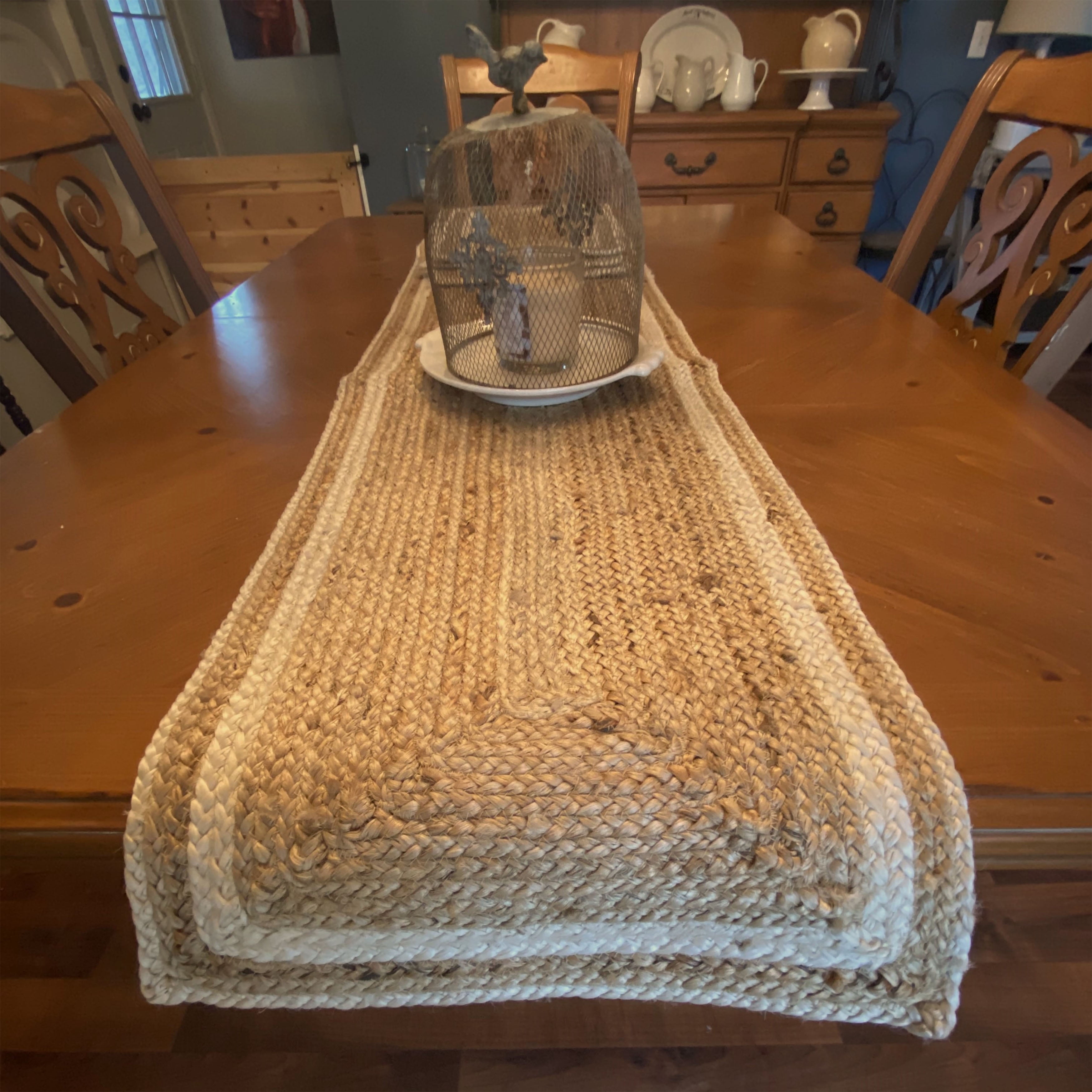 Ox Bay Ollie 16" x 80" Rectangular Braided Jute Table Runner, Natural
