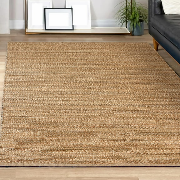 Ox Bay Ollie 2' x 3' Brown/Gold Striped Braided Jute Indoor Area Rug