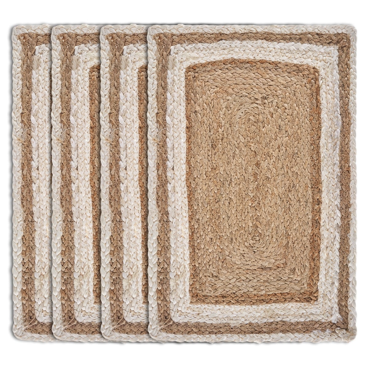 Ox Bay Ollie Set of 4 Jute Placemats, Braided Rectangle