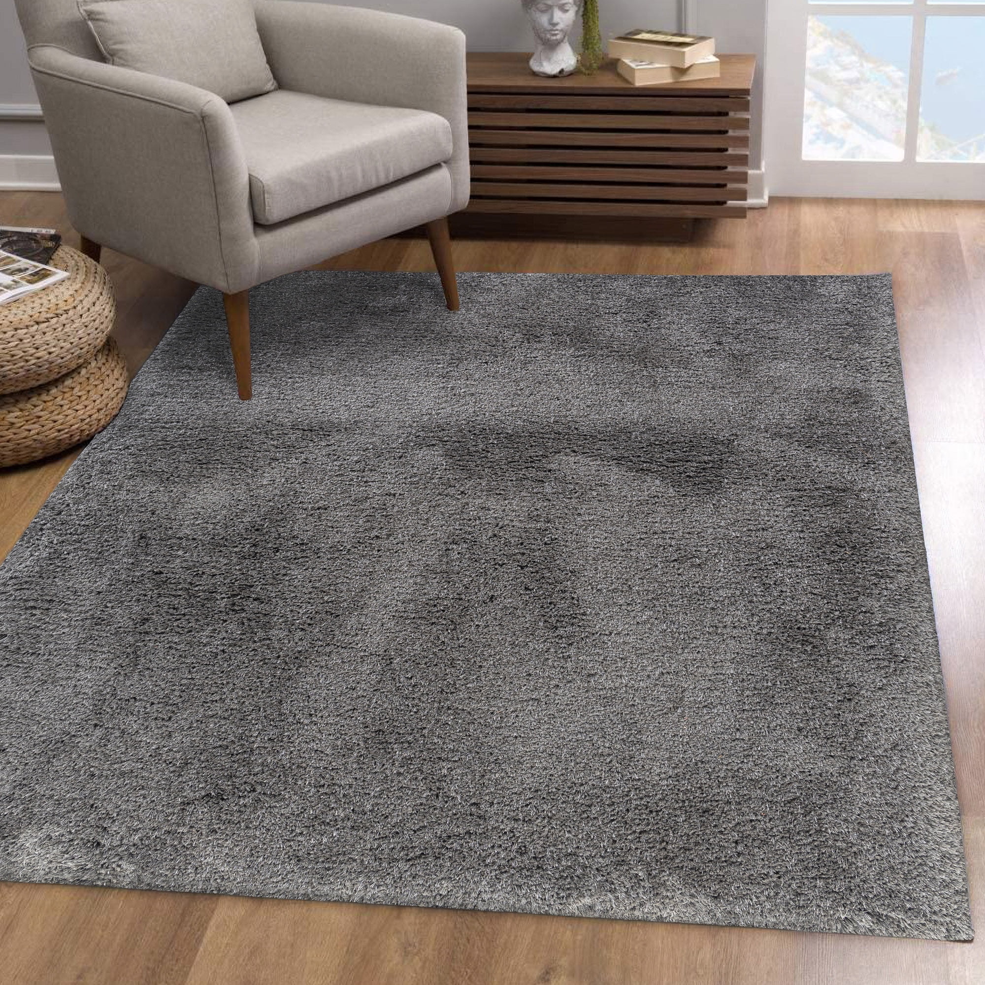 Ox Bay Onyx 7'6" x 9'6" Charcoal Shag Ultra-Plush Indoor Area Rug