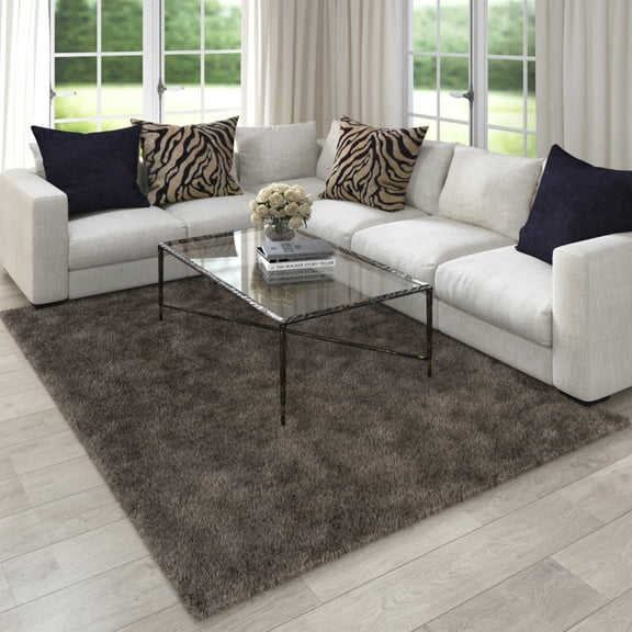 Ox Bay Onyx 7'6" x 9'6" Taupe Shag Ultra-Plush Indoor Area Rug
