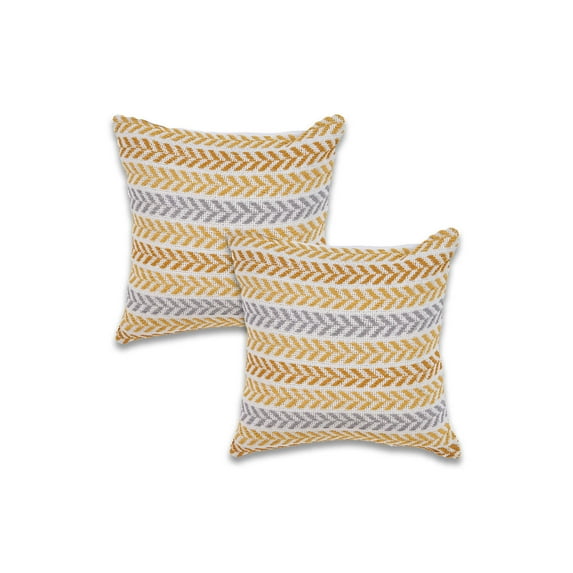 Ox Bay Orange Chevron Organic Cotton Square 2 Piece Pillow Feather Filled Set