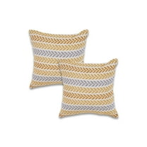 Ox Bay Orange Chevron Organic Cotton Square 2 Piece Pillow Feather Filled Set