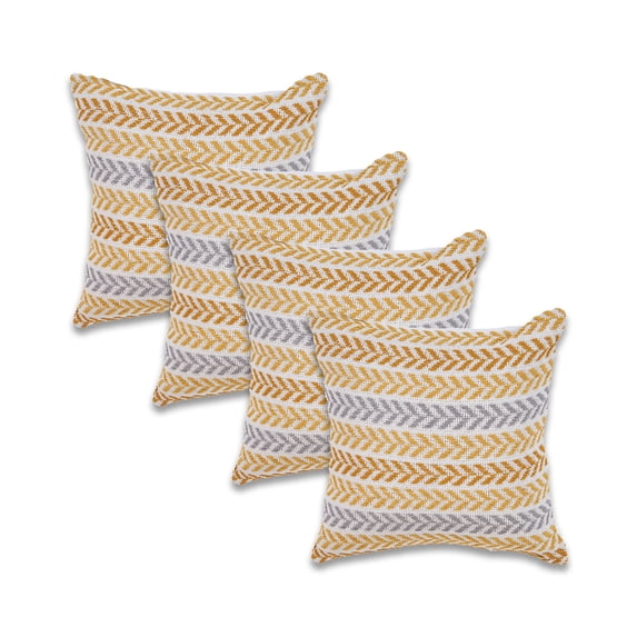 Ox Bay Orange Chevron Organic Cotton Square 4 Piece Pillow Feather Filled Set