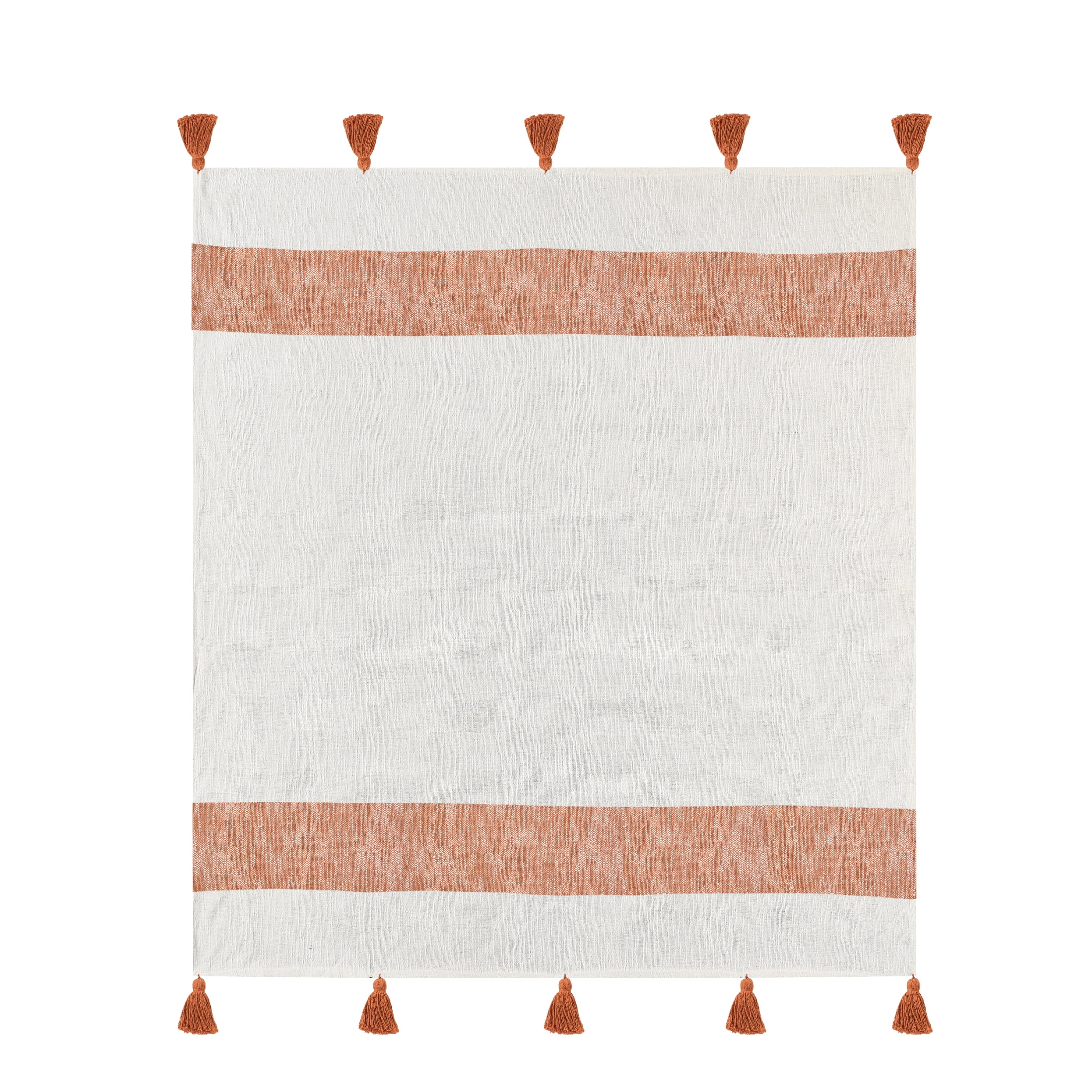 Ox Bay Orange Coastal Striped Adult Cotton Throw Blanket, 50" x 60"