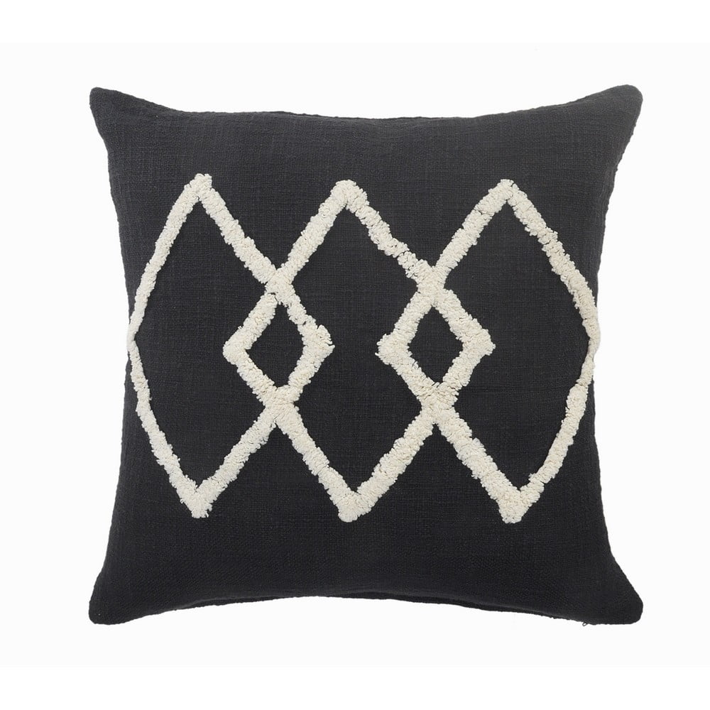 Ox Bay Overlap Diamond Geometric Tufted Cotton Throw Pillow, Black / White, 20 in.