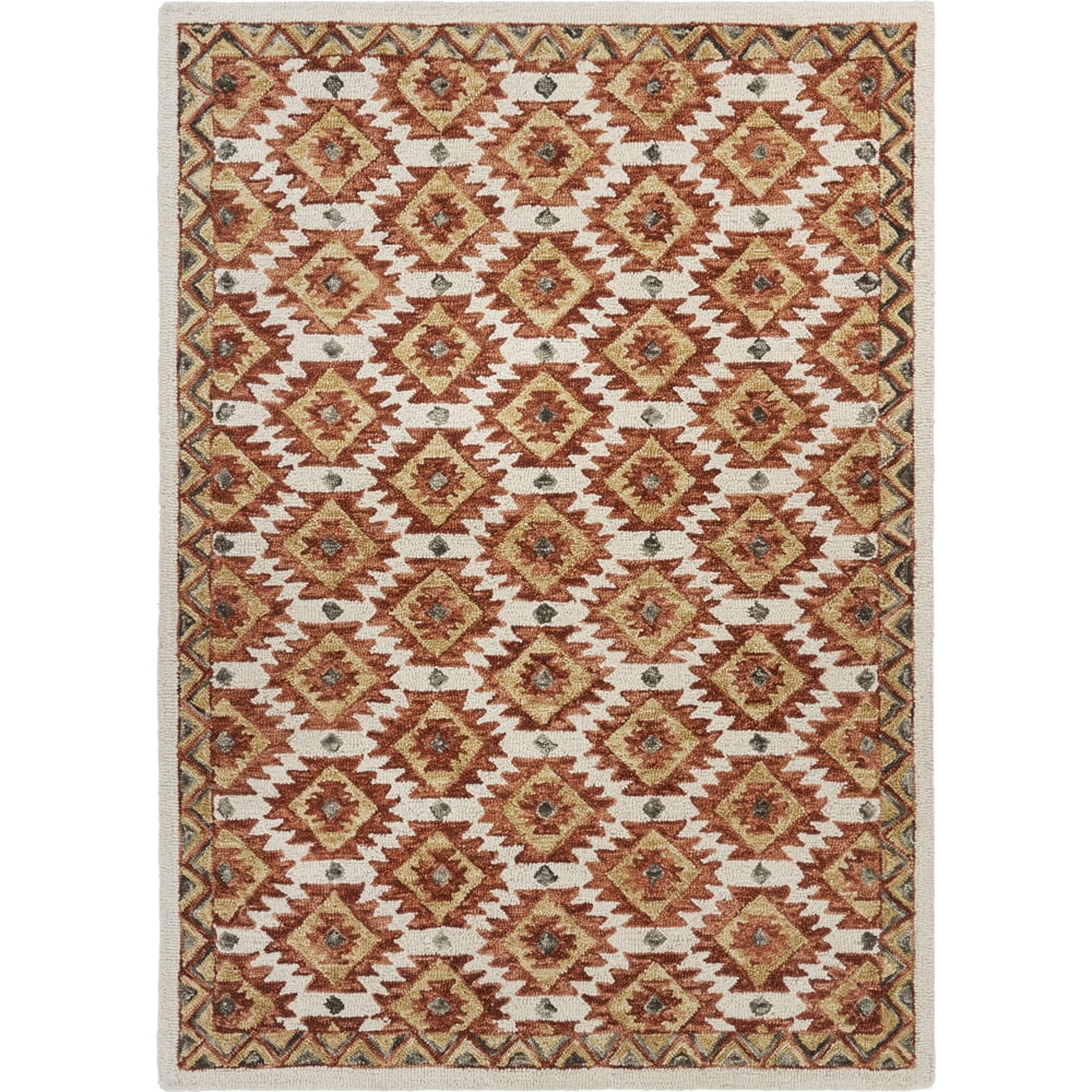 Ox Bay Pattern Sunrise Ivory, Rust 5 x 7 Indoor Area Rug - Walmart.com
