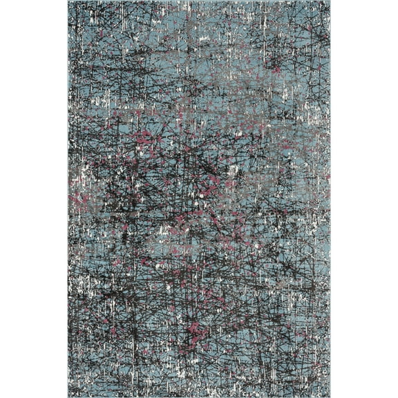 Ox Bay Pulse 7'6" x 9'6" Blue/Black Abstract Performance Indoor Area Rug