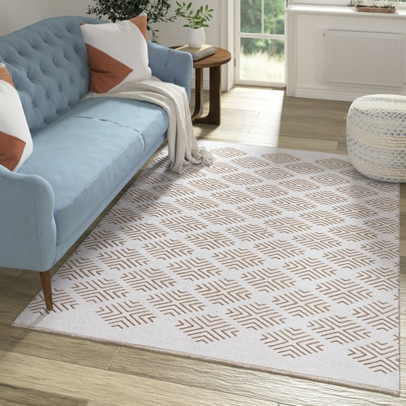 Ox Bay Qais 5' x 7' Brown/White Diamond Cotton Blend Indoor Area Rug