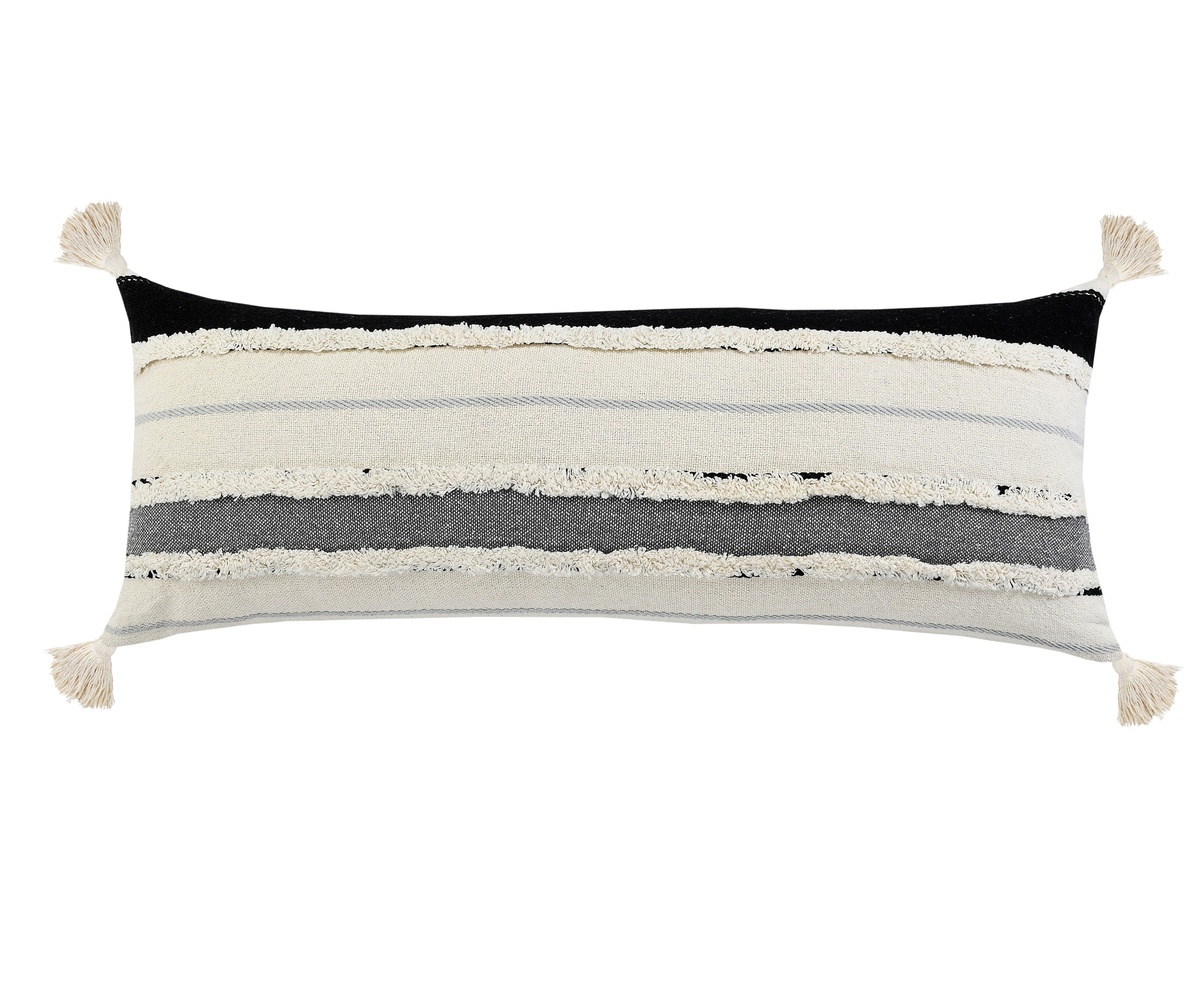 Ox Bay Quarry Striped Throw Pillow, Black / Gray / White, 14" x 36"