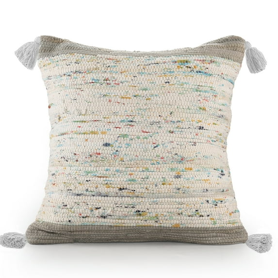 Ox Bay Luma 20" x 20" Gray/Multicolor Striped Cotton Adult Decorative Throw Pillow