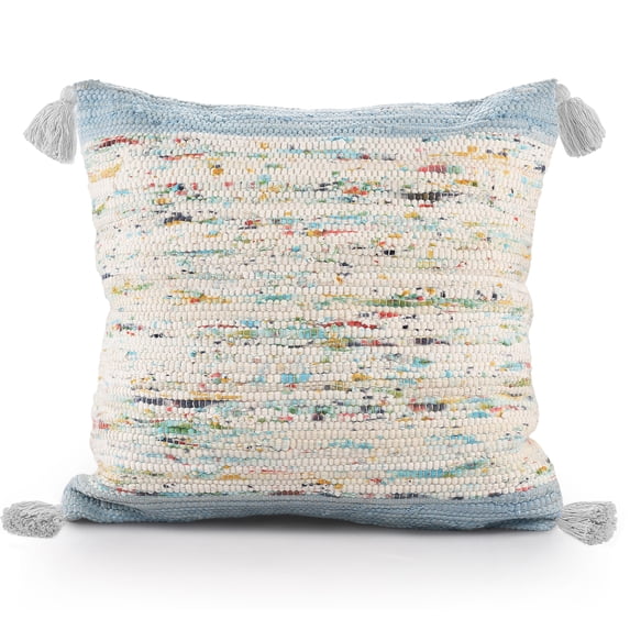 Ox Bay Luma 20" x 20" Blue/Multicolor Striped Cotton Adult Decorative Throw Pillow