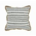 thumbnail image 1 of Ox Bay Ringo 18" x 18" Gray/White Jute Bordered Striped Cotton Adult Decorative Throw Pillow, 1 of 9