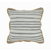 Ox Bay Ringo 18" x 18" Gray/White Jute Bordered Striped Cotton Adult Decorative Throw Pillow