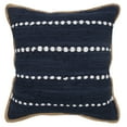 thumbnail image 1 of Ox Bay Ringo 20" x 20" Navy Blue/White Jute Bordered Striped Cotton Adult Decorative Throw Pillow, 1 of 11