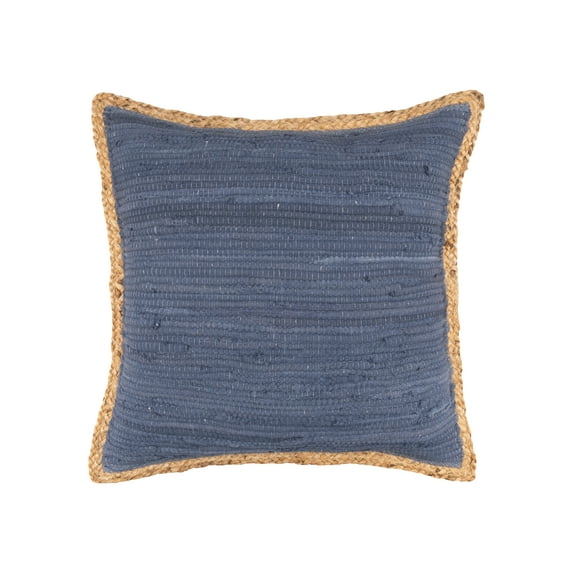 Ox Bay Ringo 20" x 20" Navy Jute Bordered Striped Cotton Adult Decorative Throw Pillow