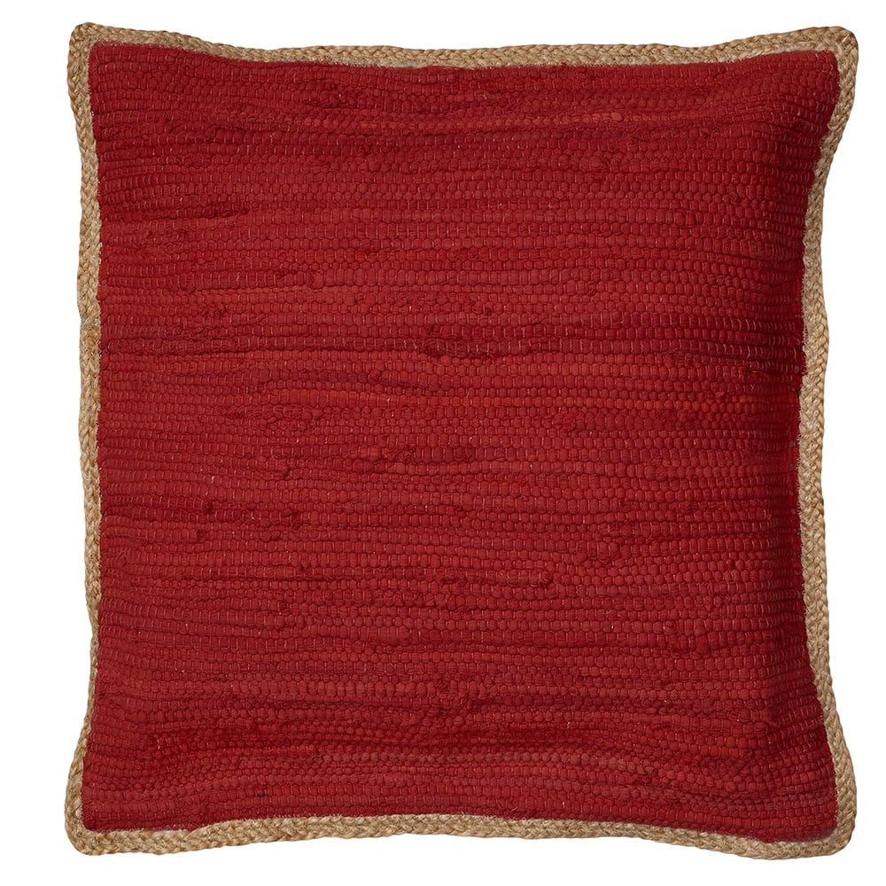 Ox Bay Ringo 20" x 20" Red Jute Bordered Cotton Adult Decorative Throw Pillow Cover