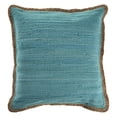 thumbnail image 1 of Ox Bay Ringo 20" x 20" Teal/Blue Jute Bordered Cotton Adult Decorative Throw Pillow Cover, 1 of 8