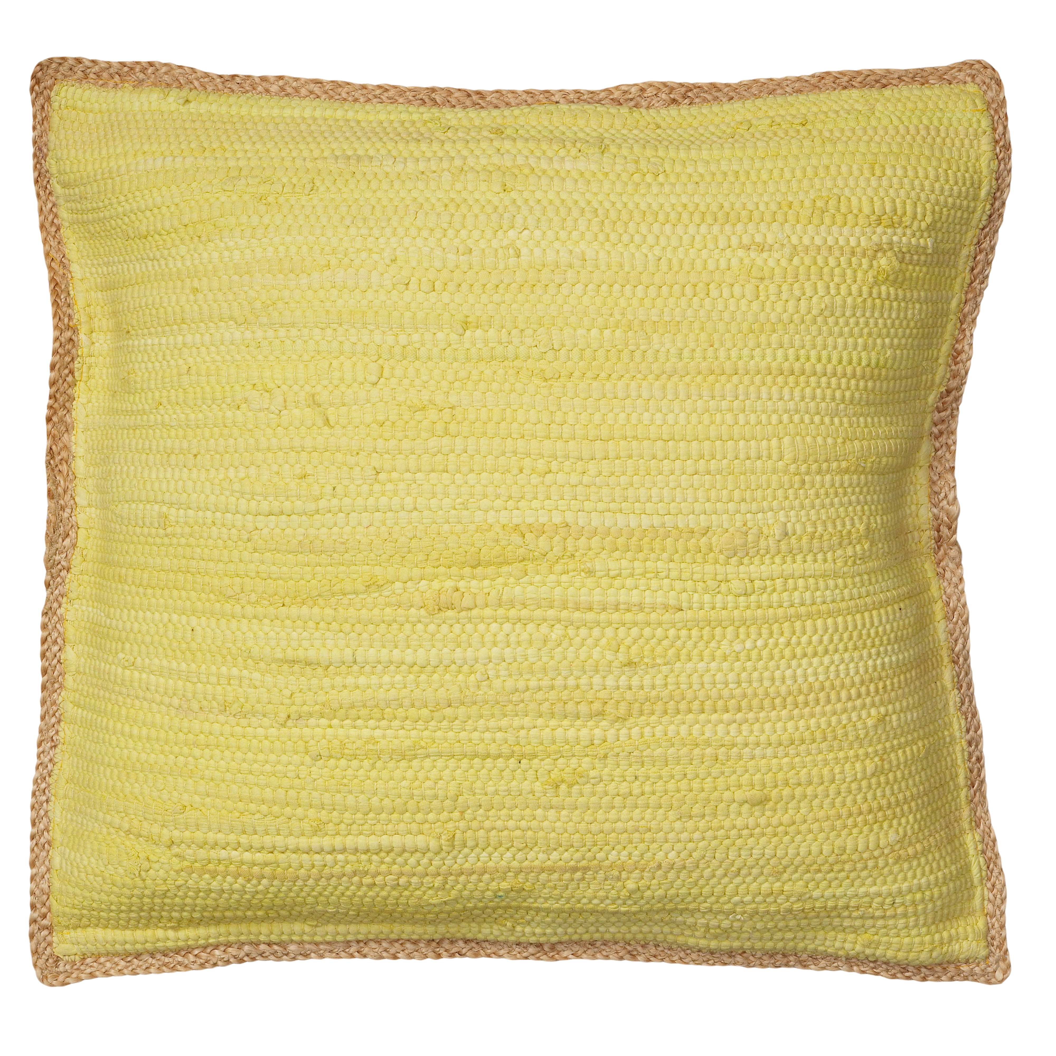 Ox Bay Ringo 20" x 20" Yellow Jute Bordered Striped Cotton Adult Decorative Throw Pillow Cover