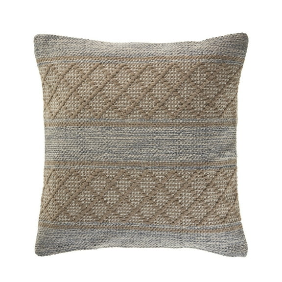 Ox Bay Marlee Beige/Grey Diamond Striped Cotton Blend Adult Decorative Throw Pillow