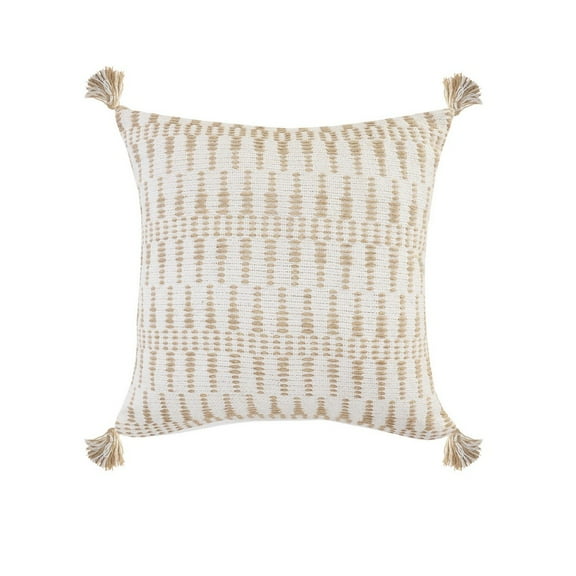 Ox Bay Sadie 20" x 20" Beige/White Geometric Cotton and Jute Adult Decorative Throw Pillow Cover