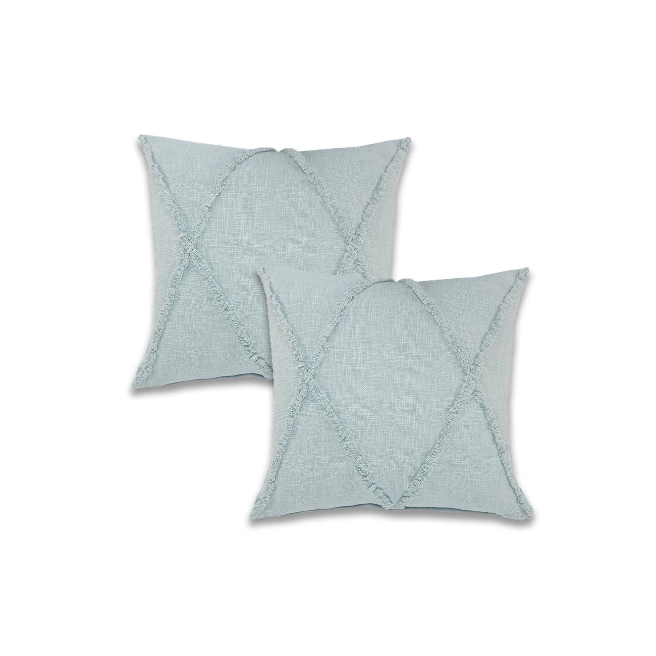 Ox Bay Sara Set of 2 Shag Diamond 18" x 18" Palladian Blue Cotton Adult Decorative Throw Pillow Covers