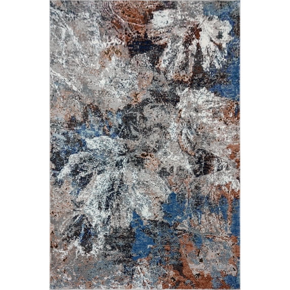 Ox Bay Serene 7' 9" x 9' 6" Blue and Gray Abstract Durable Performance Indoor Area Rug