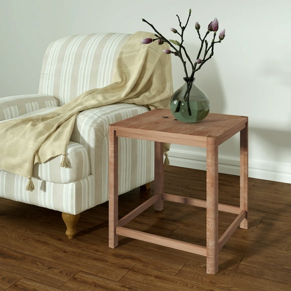 Ox Bay Sharee Farmhouse Wood Square Side Table, Brown Finish, 20" W x 20" L x 22" H