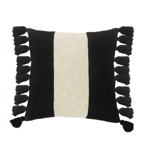 Ox Bay Siena White/Black Striped Cotton Adult Decorative Throw Pillow Cover