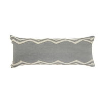 Ox Bay Sindy 14" x 36" Charcoal Chevron Cotton Adult Decorative Lumbar Throw Pillow Cover