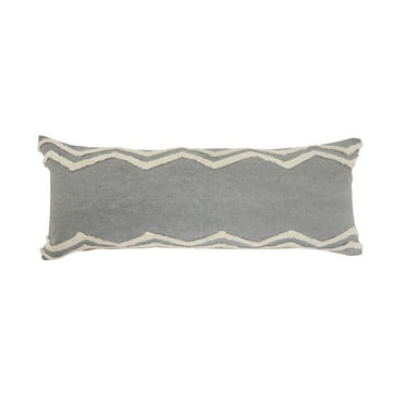 Ox Bay Sindy 14" x 36" Charcoal Chevron Cotton Adult Decorative Lumbar Throw Pillow
