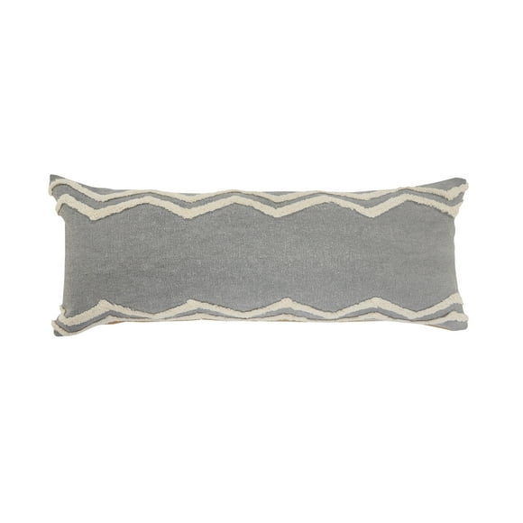 Ox Bay Sindy 14" x 36" Charcoal Chevron Cotton Adult Decorative Lumbar Throw Pillow